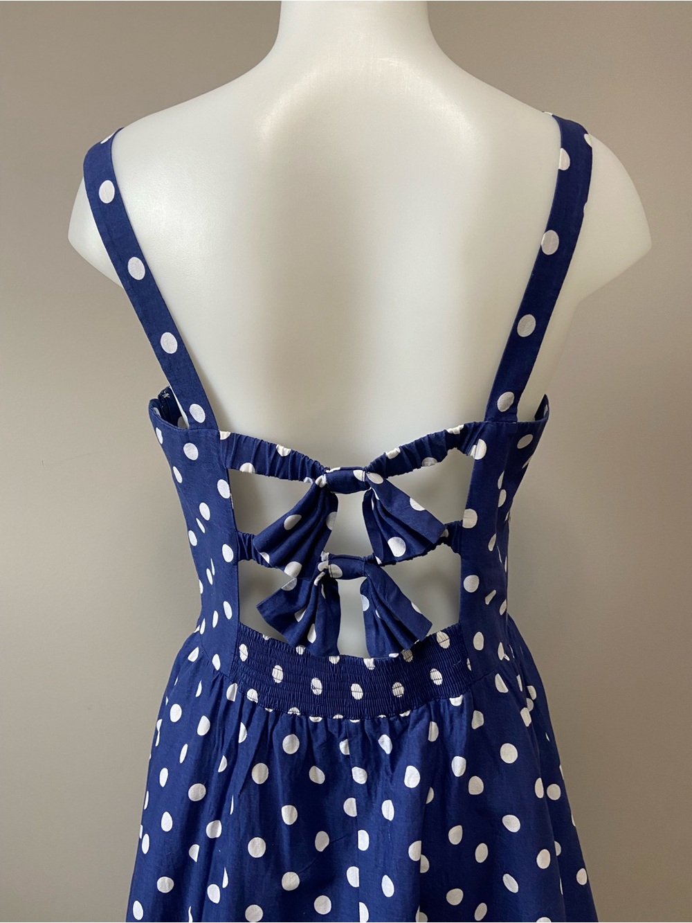 Jessica Blue and White Polka Dot Midi Dress - Picture 5 of 10